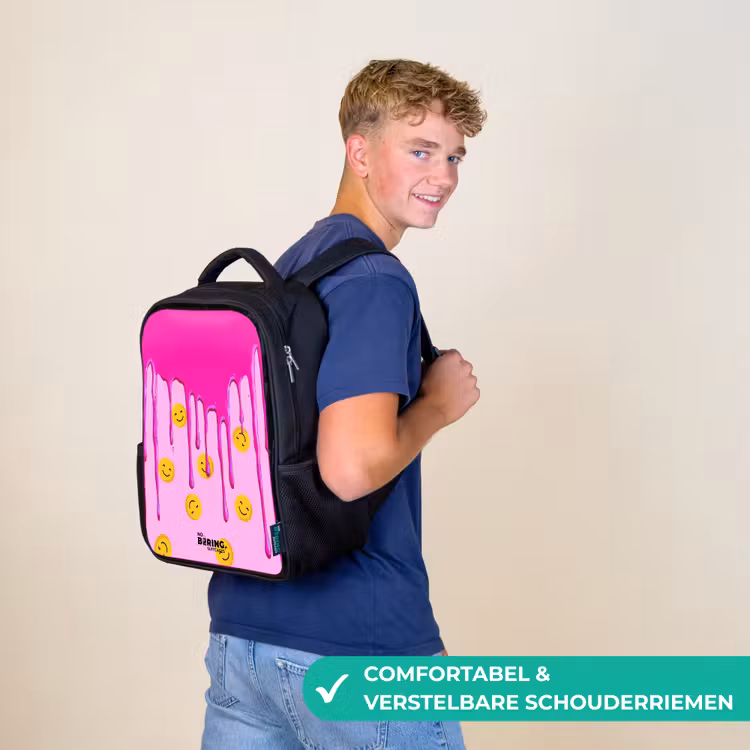 Kinderrugzak - Zwart - Verf - Smiley - Roze β 2