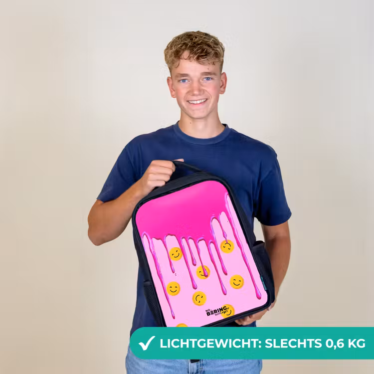 Kinderrugzak - Zwart - Verf - Smiley - Roze β 3