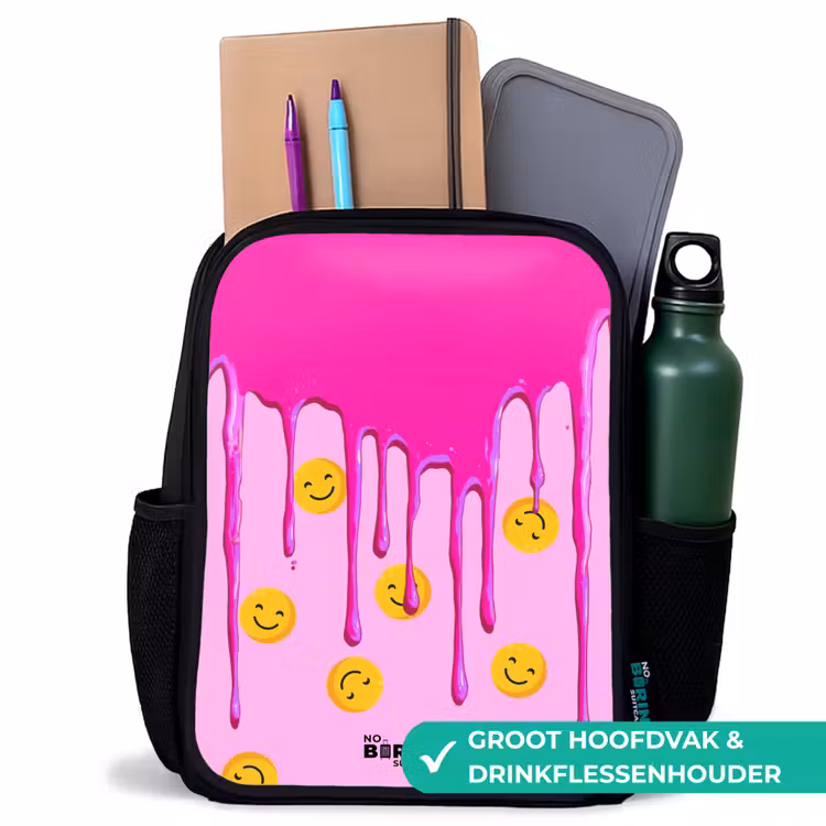 Kinderrugzak - Zwart - Verf - Smiley - Roze β 4