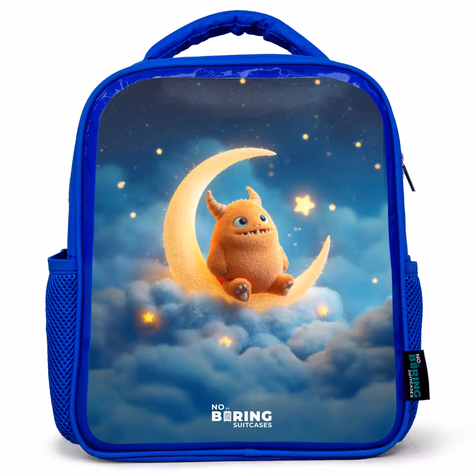 Kinderrugzak - Blauw - Oranje monster op maansikkel — 1