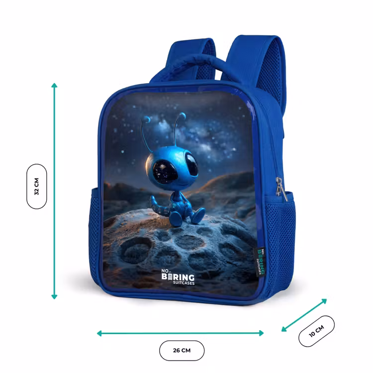 Kinderrugzak - Blauw - Blauw buitenaards wezentje onder sterrenhemel — 6