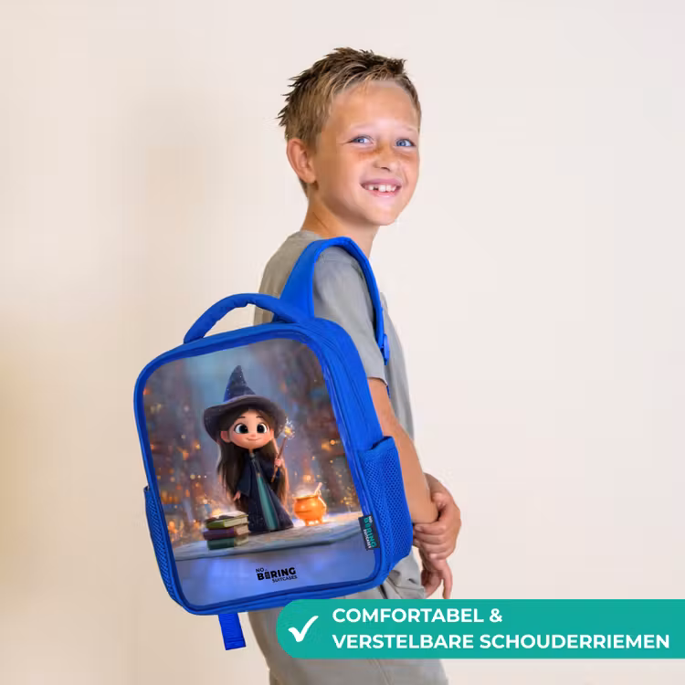 Kinderrugzak - Blauw - Kleine tovernares in bibliotheek — 4