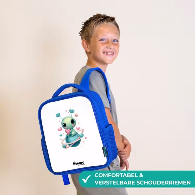 Kinderrugzak - Blauw - Lief buitenaards wezentje met hartje — 4