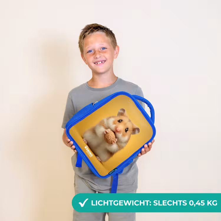 Kinderrugzak - Blauw - Hamster - Walnoot - Dier — 2