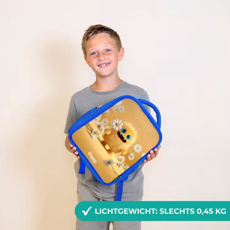 Kinderrugzak - Blauw - Monster - Wezen - Bloem - Geel — 2