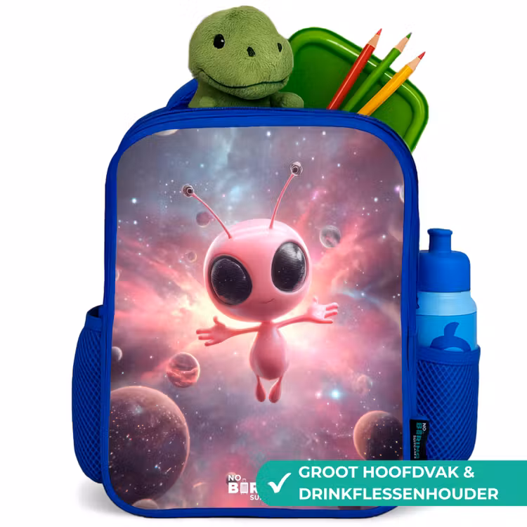 Kinderrugzak - Blauw - Roze Alien in Sterrennevel — 5
