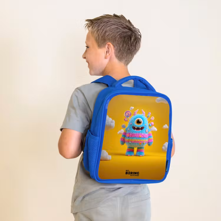 Kinderrugzak - Blauw - Snoep - Monster - Regenboog — 3