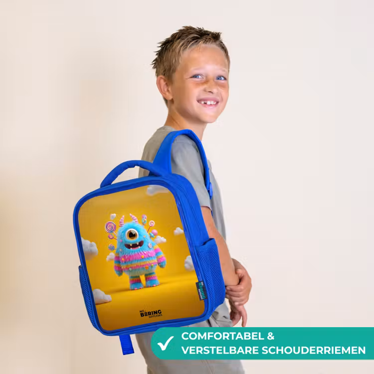 Kinderrugzak - Blauw - Snoep - Monster - Regenboog — 4