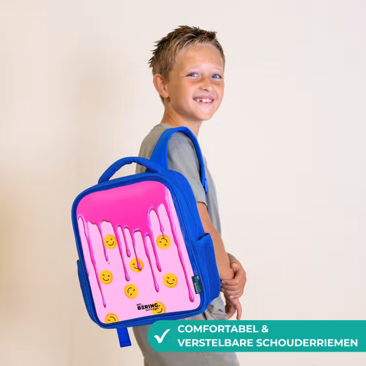 Kinderrugzak - Blauw - Verf - Smiley - Roze — 4