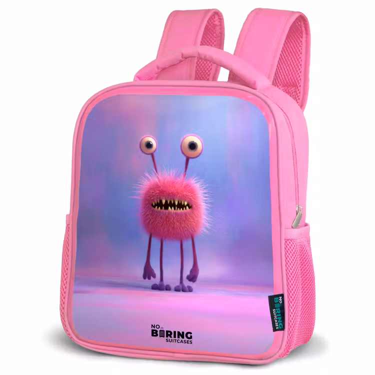 Kinderrugzak - Roze - Roze harig monster met grote ogen — 6