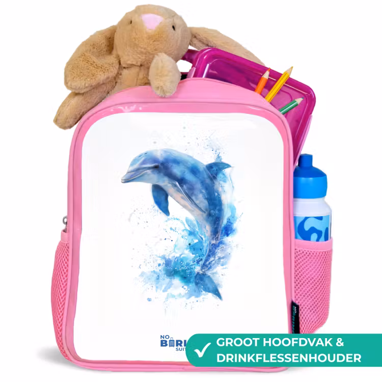 Kinderrugzak - Roze - Springende blauwe dolfijn — 2