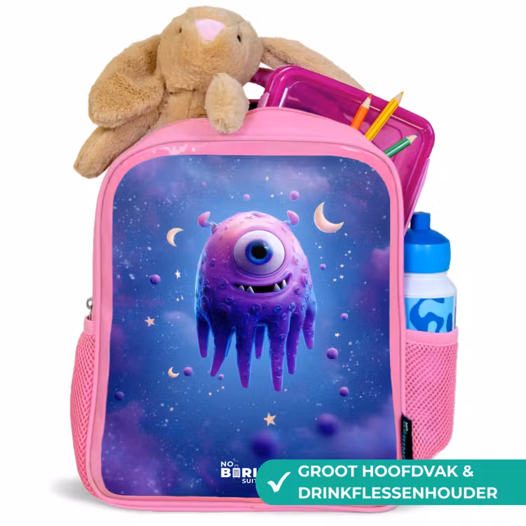 Kinderrugzak - Roze - Vrolijk paarsoog in de ruimte — 2