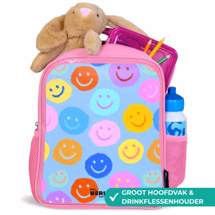 Kinderrugzak - Roze - Vrolijk patroon van smileys — 2