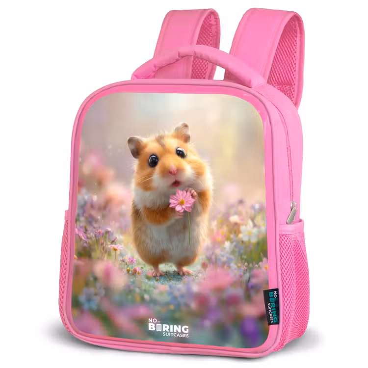Kinderrugzak - Roze - Hamster - Bloem - Natuur - Dier — 6