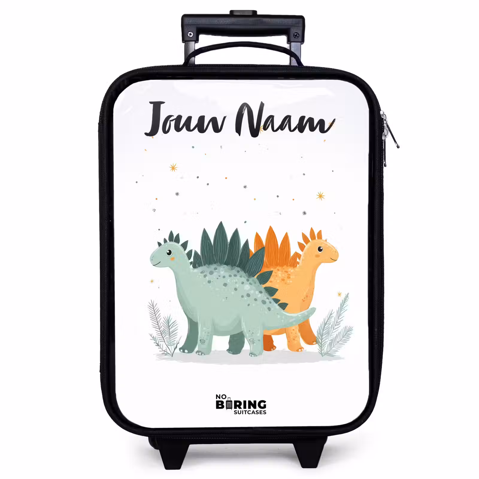 Kinderkoffer met naam - Zwart - Dinos - Dieren - Sterren — 1