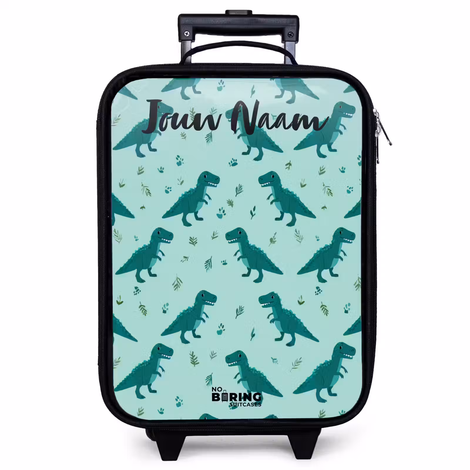 Kinderkoffer met naam - Zwart - Dinos - Patroon - Groen — 1
