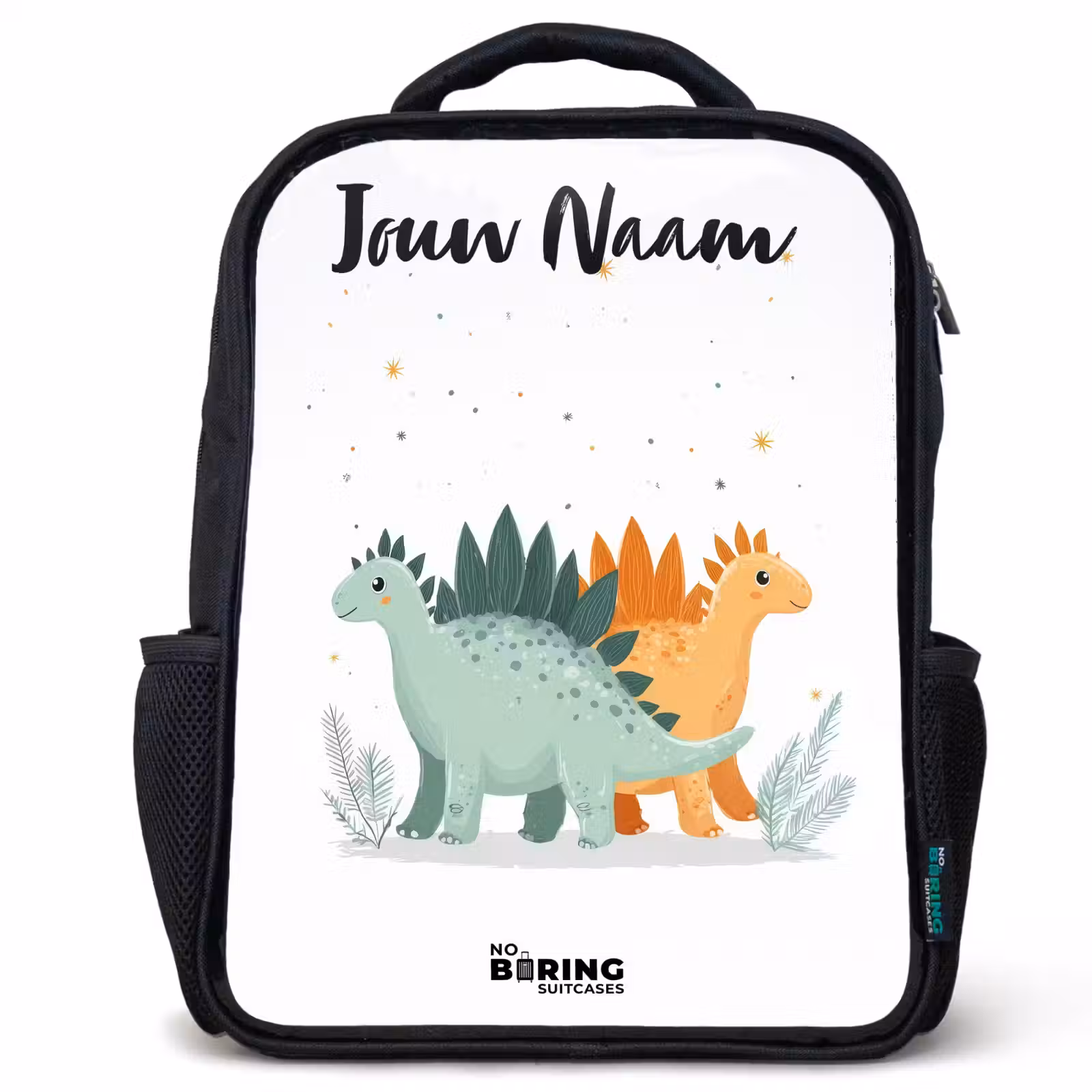 Kinderrugzak met naam - Zwart - Dinos - Dieren - Sterren — 1