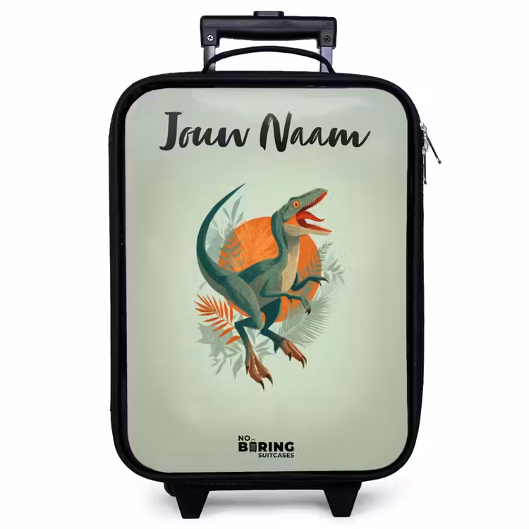 Kinderkoffer met naam - Zwart - Dier - Dino - Natuur — 1