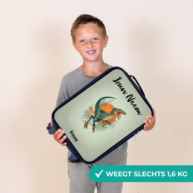Kinderkoffer met naam - Zwart - Dier - Dino - Natuur — 2