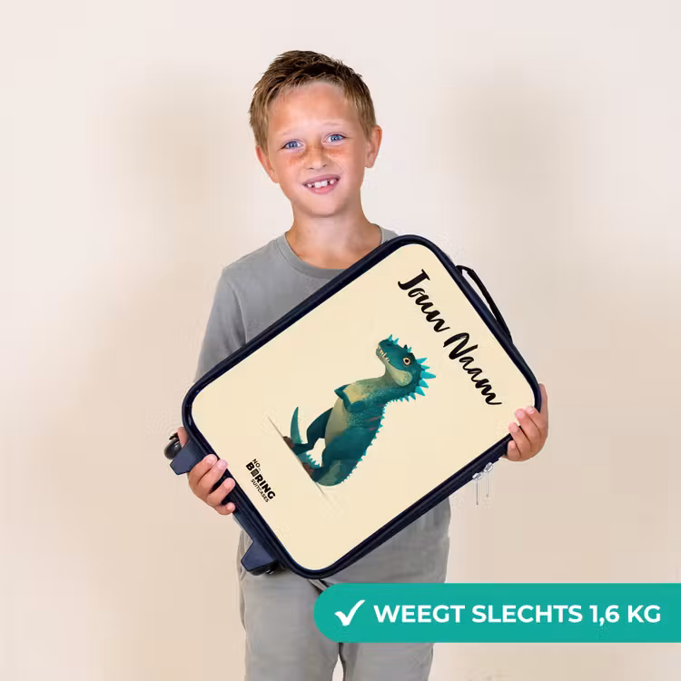 Kinderkoffer met naam - Zwart - Dino - Dier - Blauw - Groen — 2