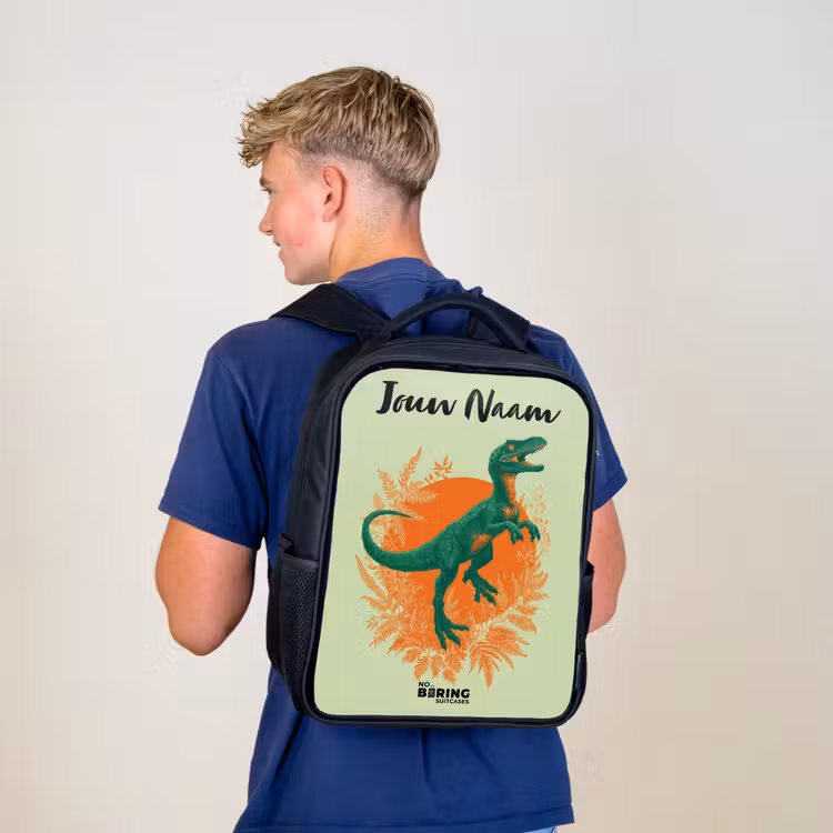 Kinderrugzak met naam - Zwart - Dino - Natuur - Groen — 6
