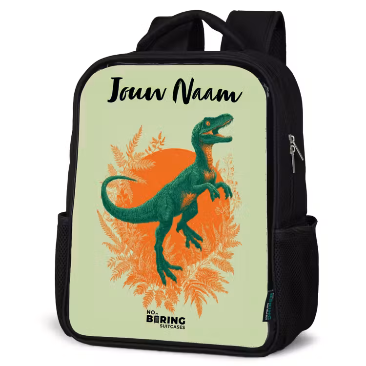 Kinderrugzak met naam - Zwart - Dino - Natuur - Groen — 7