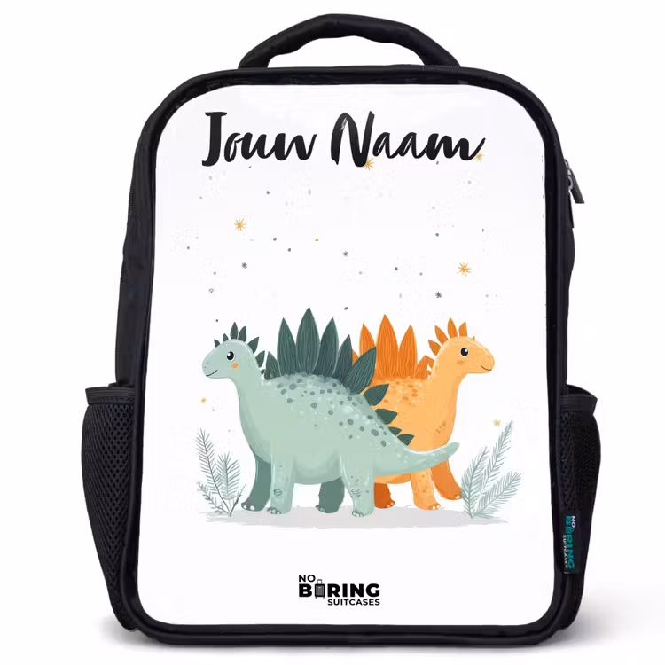Kinderrugzak met naam - Zwart - Dinos - Dieren - Sterren — 1