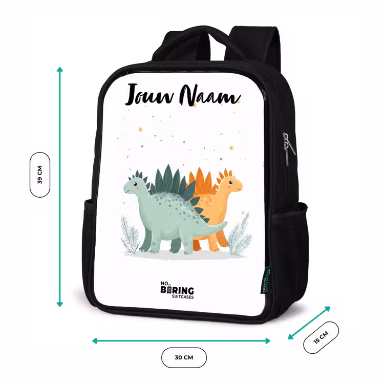 Kinderrugzak met naam - Zwart - Dinos - Dieren - Sterren — 5