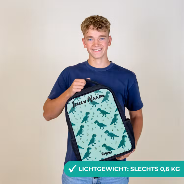 Kinderrugzak met naam - Zwart - Dinos - Patroon - Groen — 3