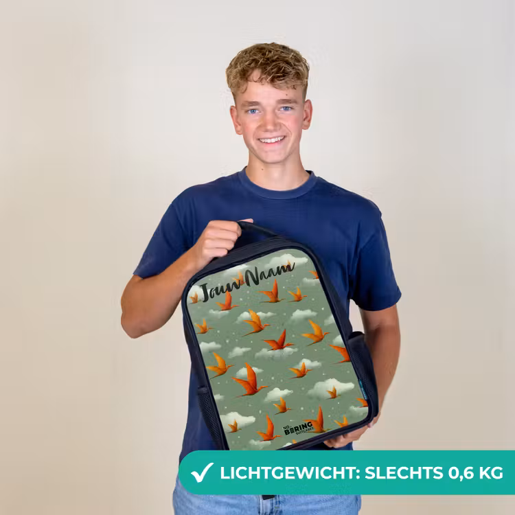 Kinderrugzak met naam - Zwart - Patroon - Dino - Pterosaurussen — 3