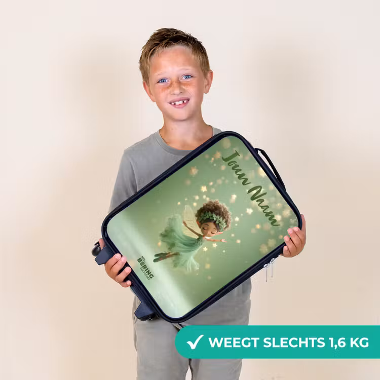 Kinderkoffer met naam - Zwart - Dansende fee in groen licht — 2