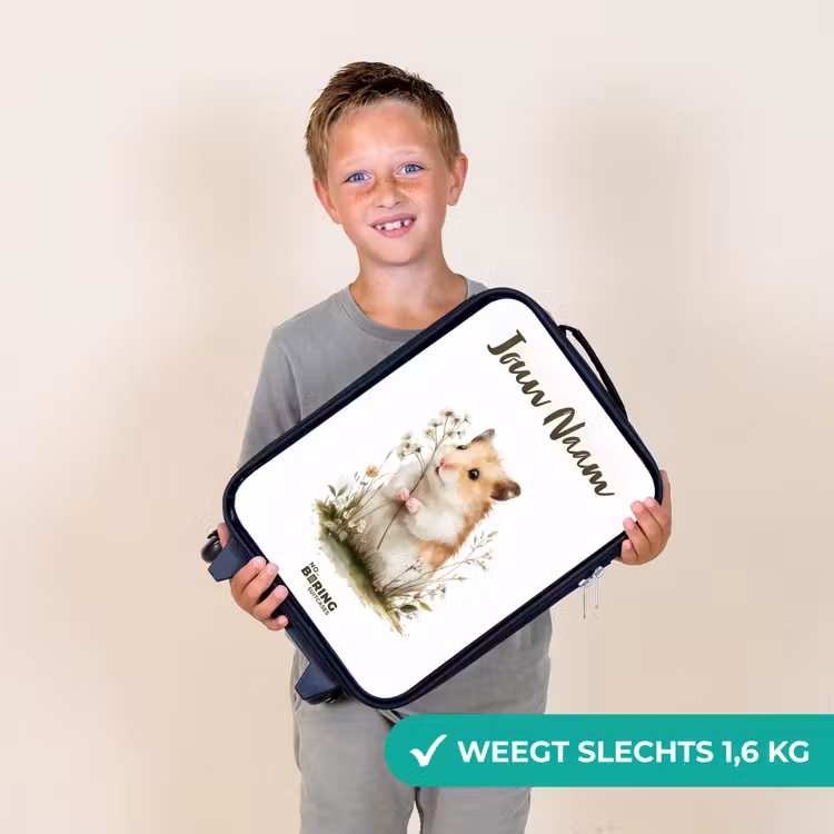 Kinderkoffer met naam - Zwart - Dier - Natuur - Hamster — 2