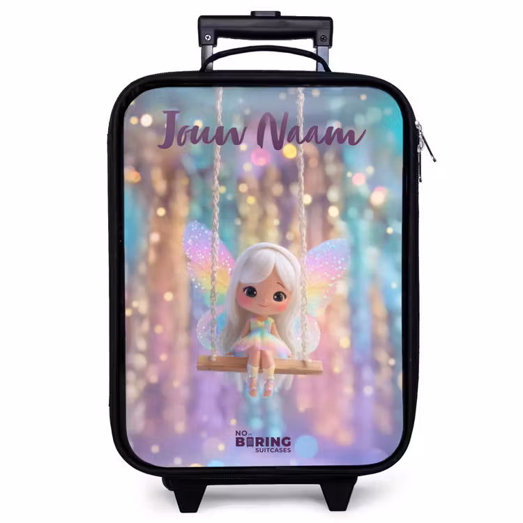 Kinderkoffer met naam - Zwart - Fee - Elf - Regenboog — 1