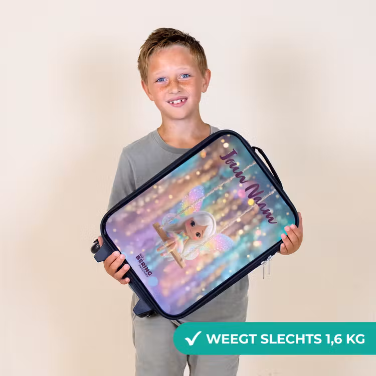 Kinderkoffer met naam - Zwart - Fee - Elf - Regenboog — 2