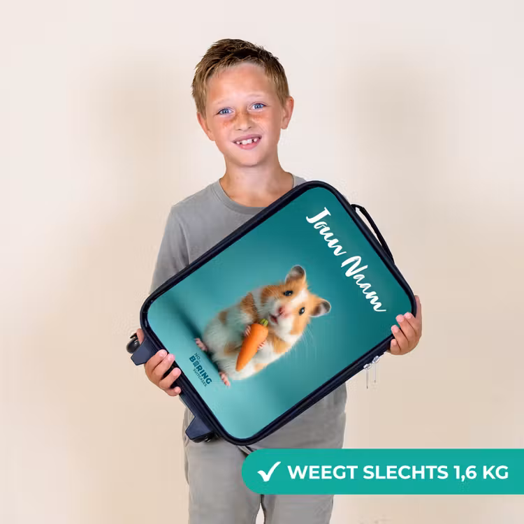 Kinderkoffer met naam - Zwart - Hamster - Wortel - Dier — 2