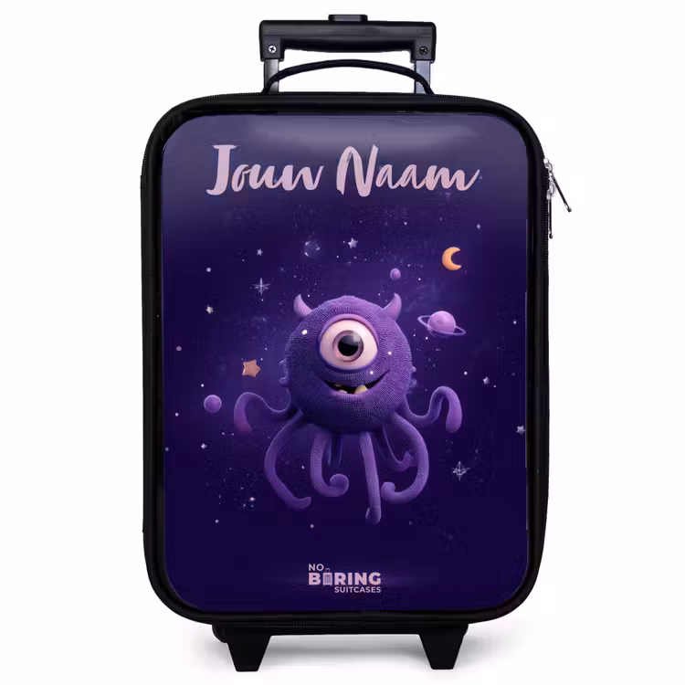 Kinderkoffer met naam - Zwart - Kosmisch tentakelmonster — 1