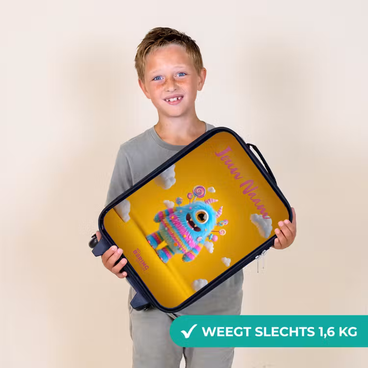 Kinderkoffer met naam - Zwart - Snoep - Monster - Regenboog — 2