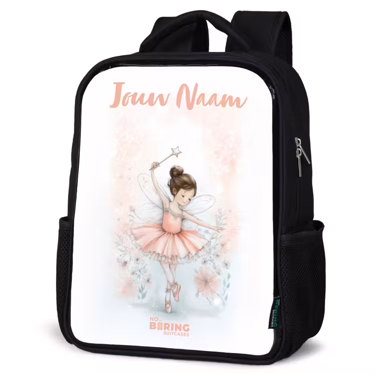 Kinderrugzak met naam - Zwart - Ballerina - Elf - Fee — 7