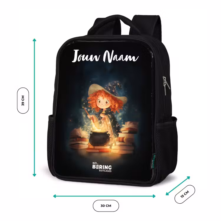 Kinderrugzak met naam - Zwart - Heks met Sprankelende Toverdrank — 5