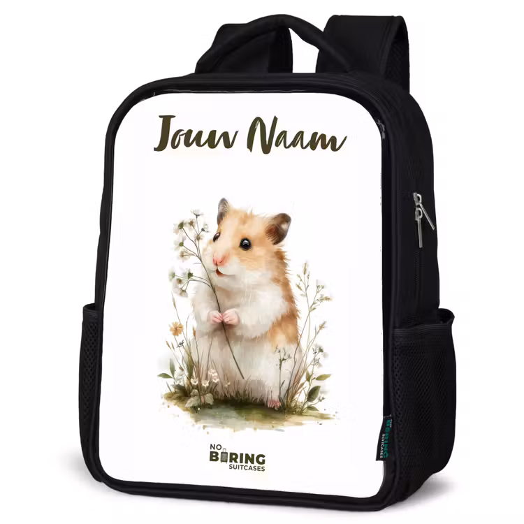 Kinderrugzak met naam - Zwart - Dier - Natuur - Hamster — 7