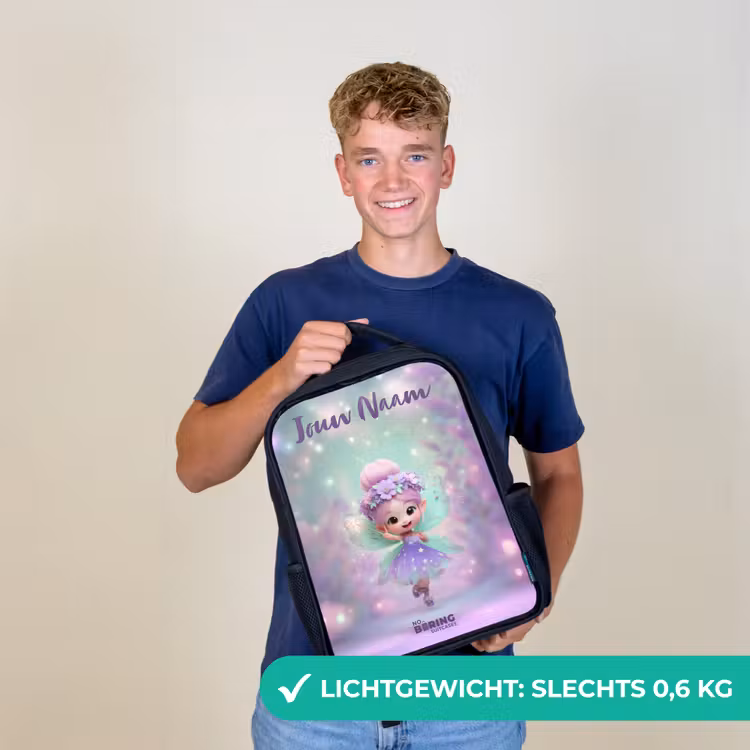Kinderrugzak met naam - Zwart - Elf - Tover - Magisch — 3