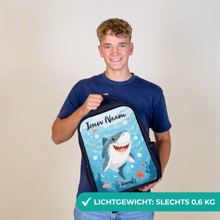Kinderrugzak met naam - Zwart - Haai - Water - Zee — 3