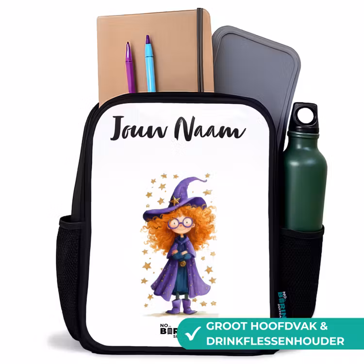 Kinderrugzak met naam - Zwart - Sterrenmagie met krullen — 4