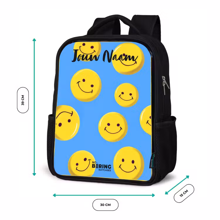 Kinderrugzak met naam - Zwart - Vrolijke smileyregen — 5