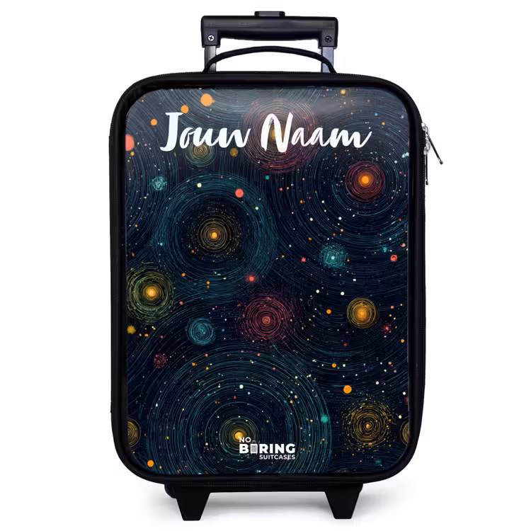 Kinderkoffer met naam - Zwart - Sterren - Planeten - Kleurrijk — 1