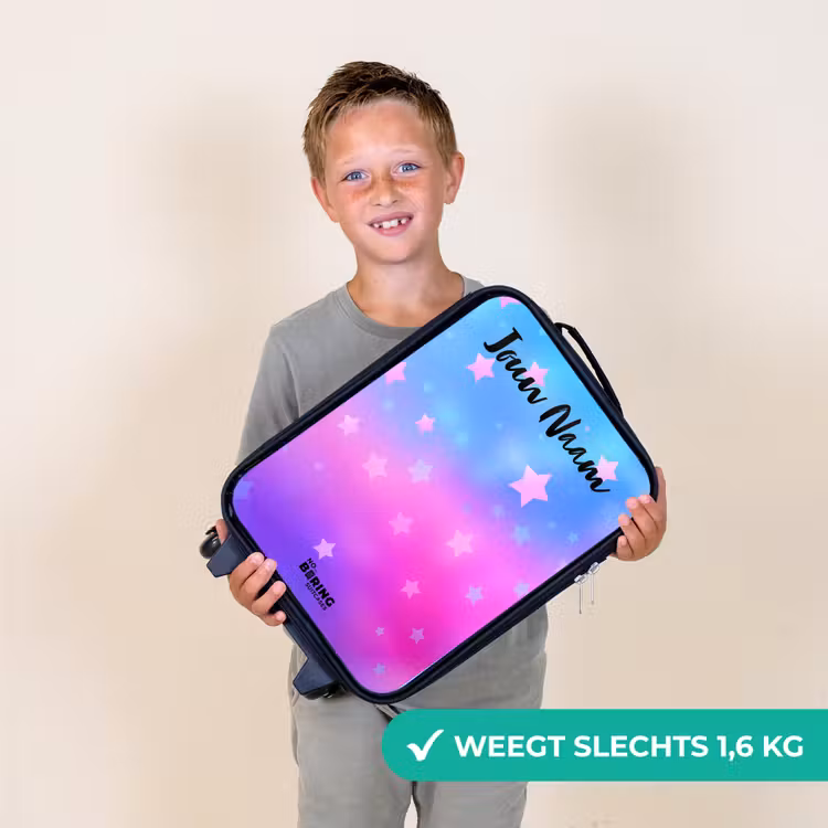 Kinderkoffer met naam - Zwart - Sterren - Roze - Blauw — 2