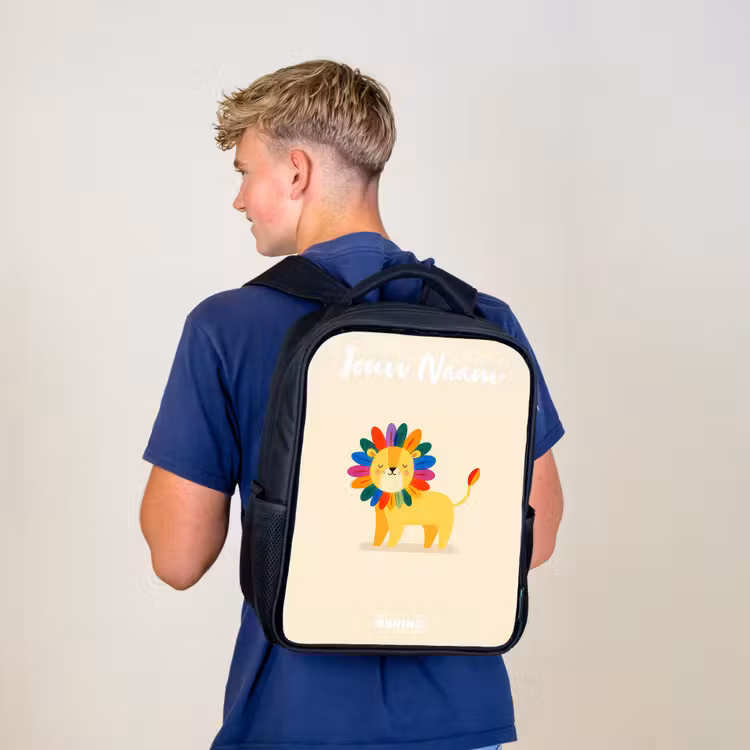 Kinderrugzak met naam - Zwart - Leeuw - Manen - Kleurrijk — 6