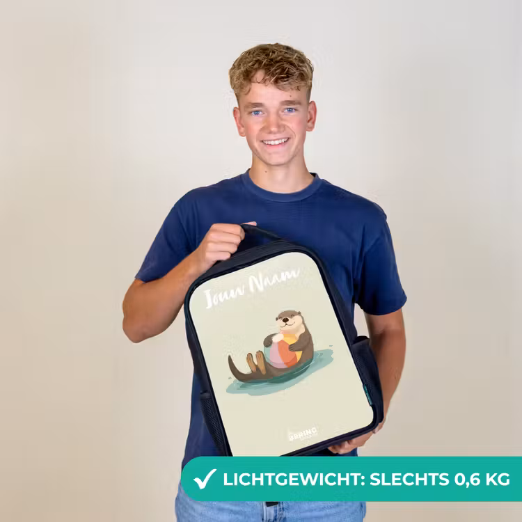 Kinderrugzak met naam - Zwart - Otter - Strandbal - Water — 3