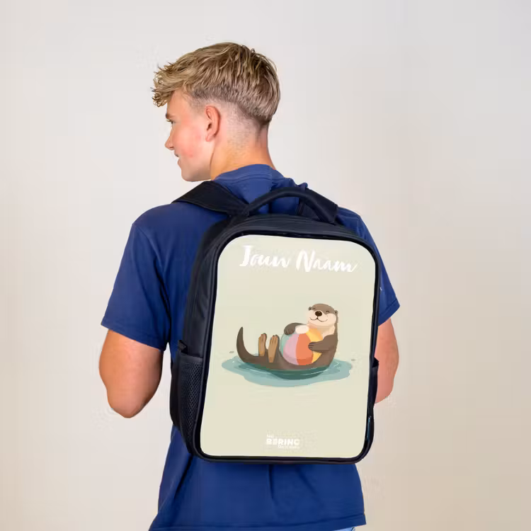 Kinderrugzak met naam - Zwart - Otter - Strandbal - Water — 6