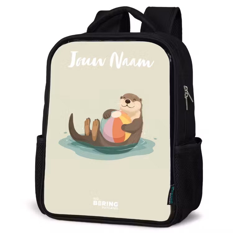 Kinderrugzak met naam - Zwart - Otter - Strandbal - Water — 7